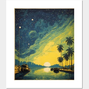 Manaus Amazonas Brazil Starry Night Vintage Tourism Travel Poster Art Posters and Art